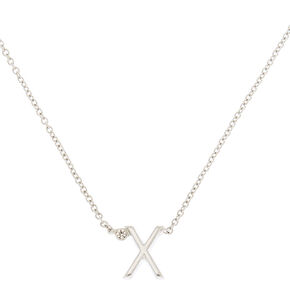 Silver Stone Initial Pendant Necklace - X,