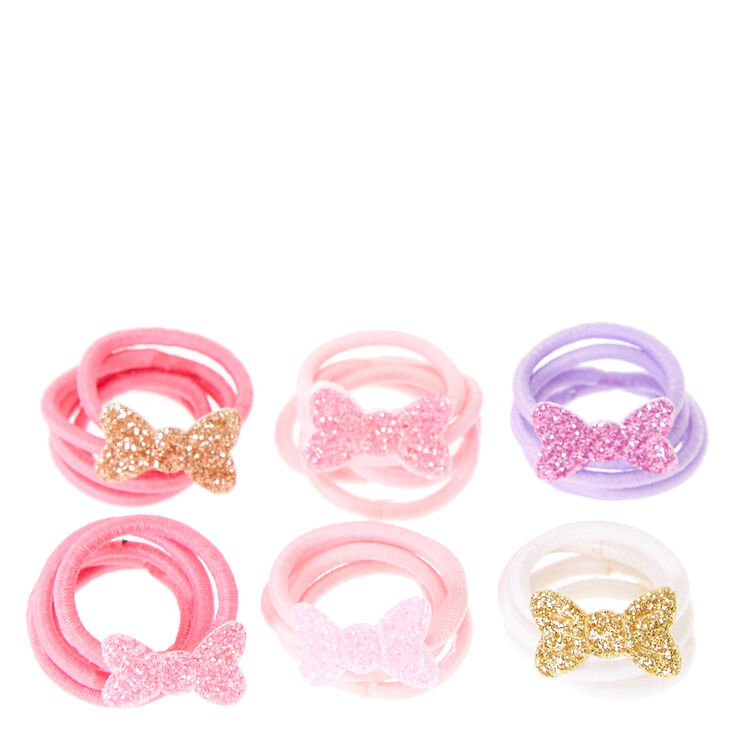 Claire S Club Glitter Bow Mini Hair Ties Claire S