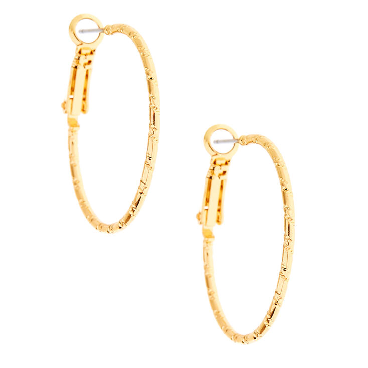 Gold 30MM Textured Hoop Earrings,