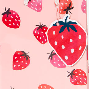 Pink Strawberry Print Gift Bag - Small,