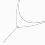 Silver-tone Pearl Drop Chain Y-Neck Multi-Strand Necklace,