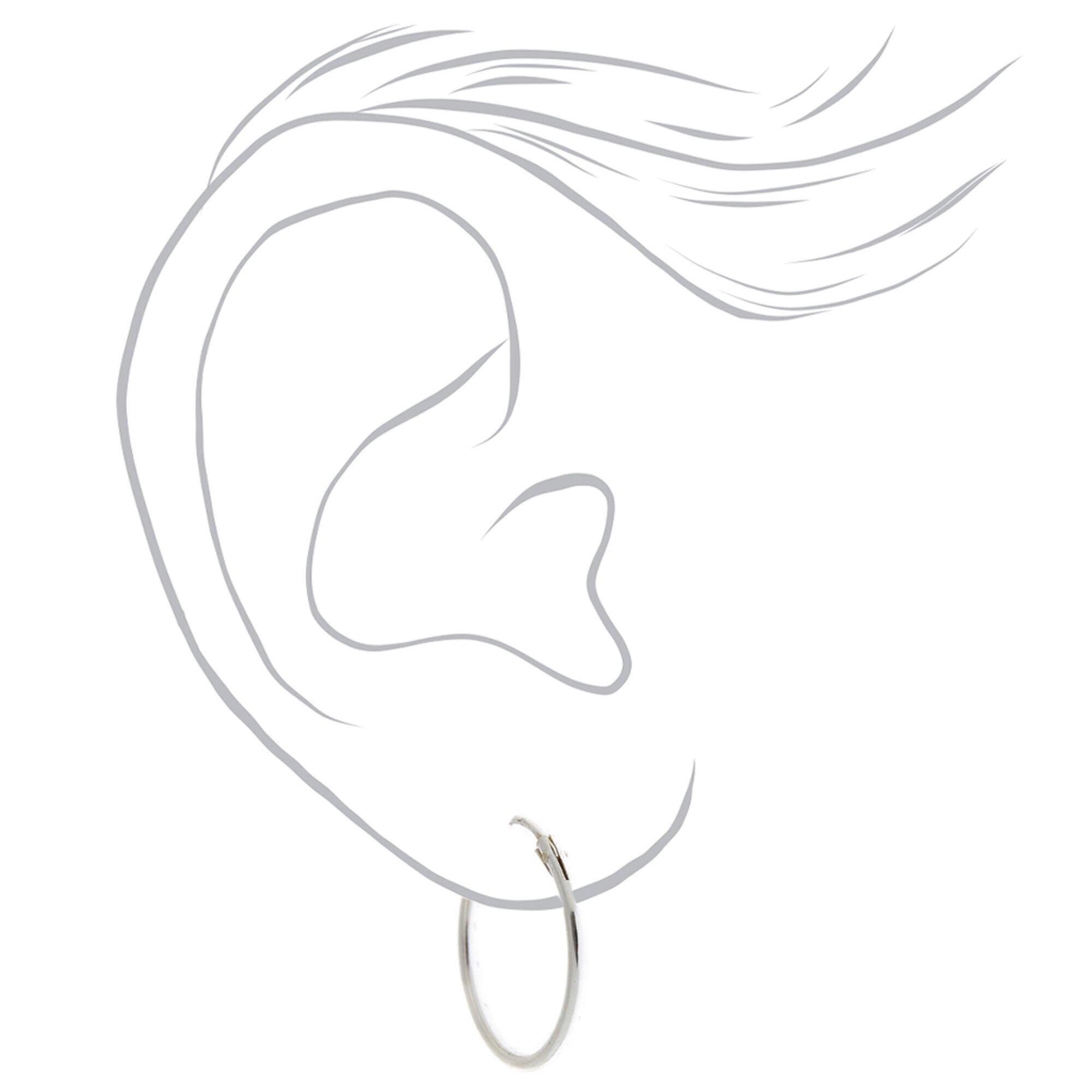 C LUXE by Claire's Sterling Silver 16mm Classic Hoop Earrings,