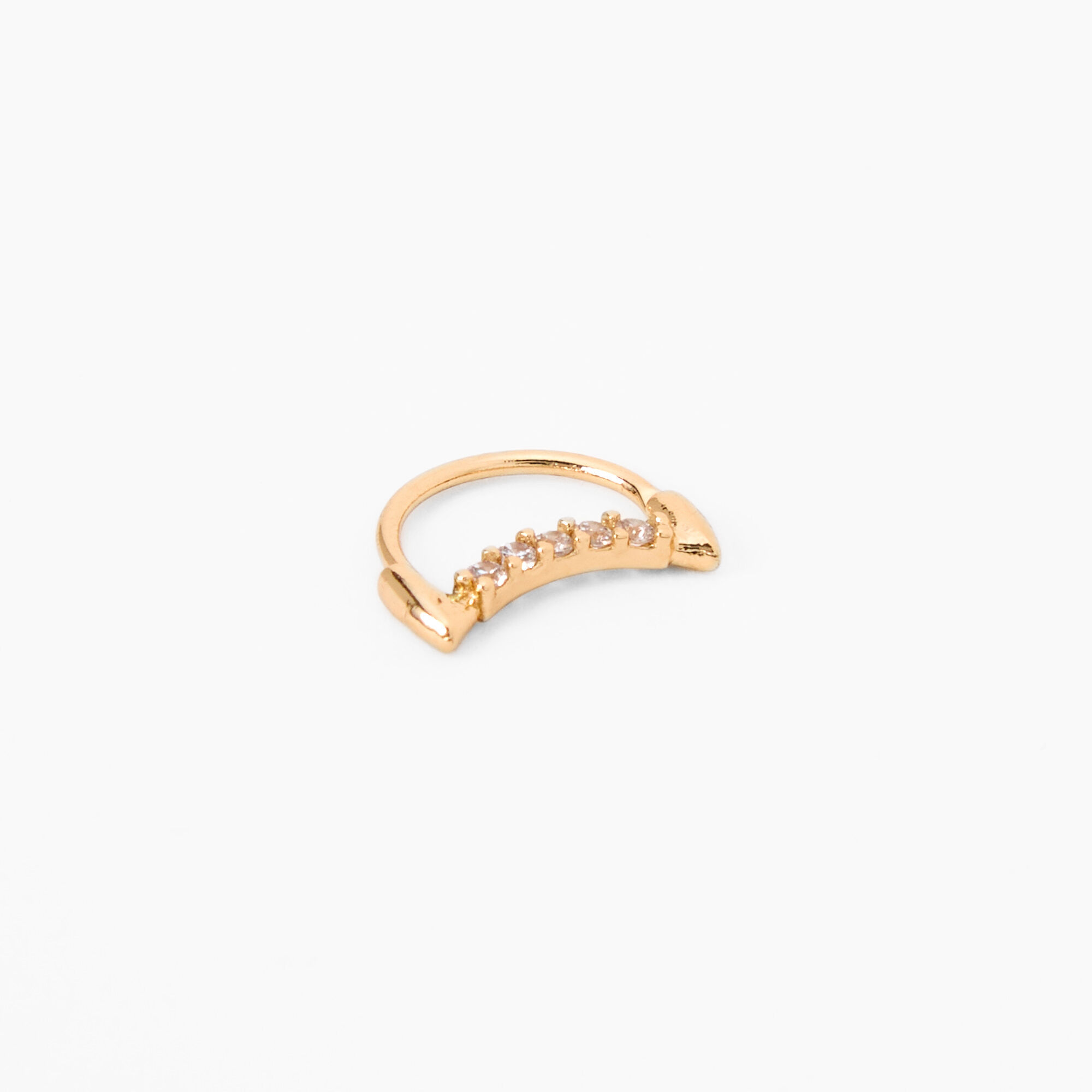 Gold 20G Embellished Half Moon Cartilage Clicker Earring,