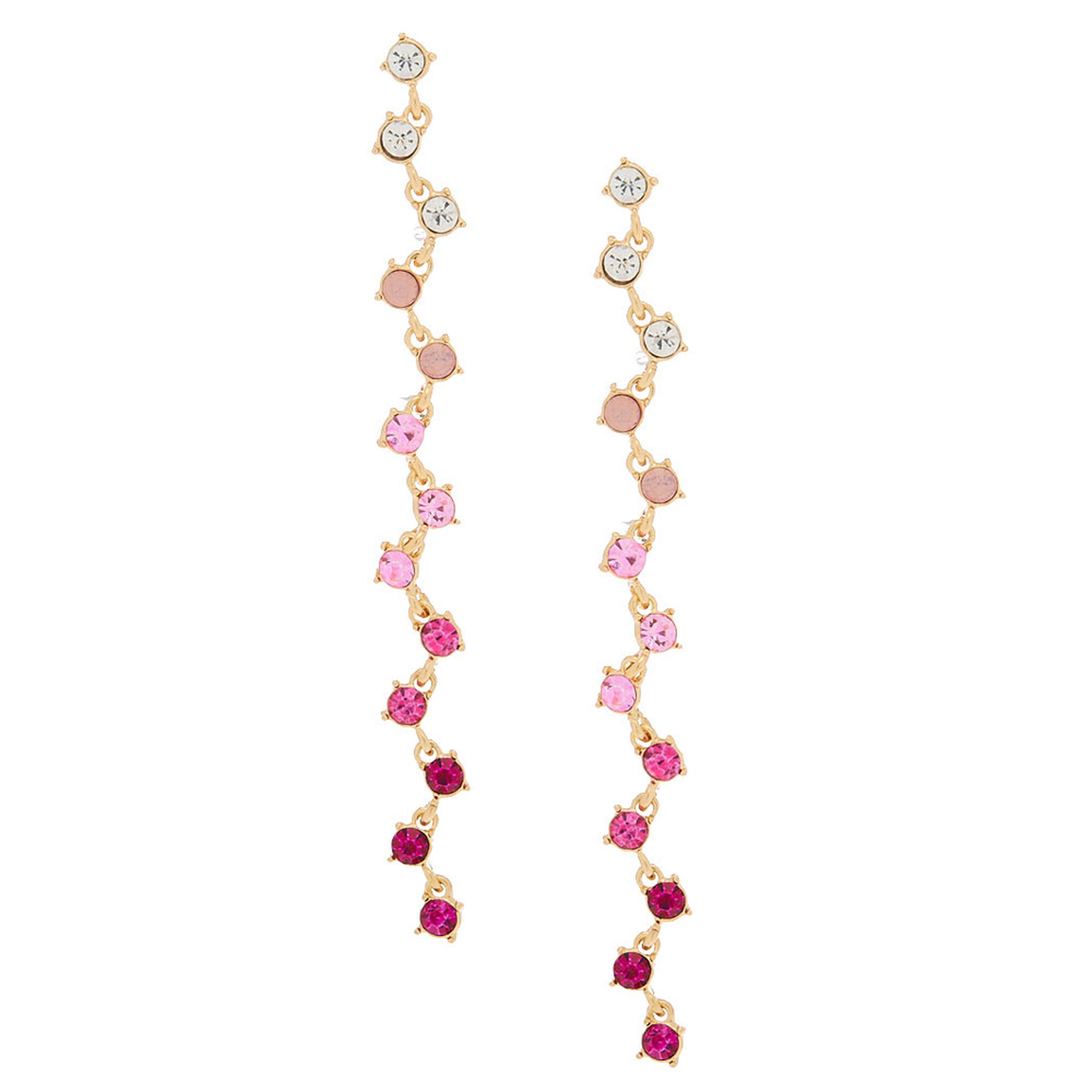 Silver Gl Rhinestone 4 Zig Zag Drop Earrings Pink Claire S Silver Gl Rhinestone 4 Zig Zag Drop Earrings
