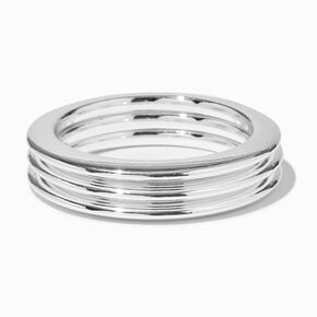 Shiny Silver-tone Bangle Bracelets - 3 Pack,