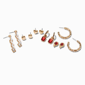 Gold-tone Chain Link Earring Stackables Set - 6 Pack,