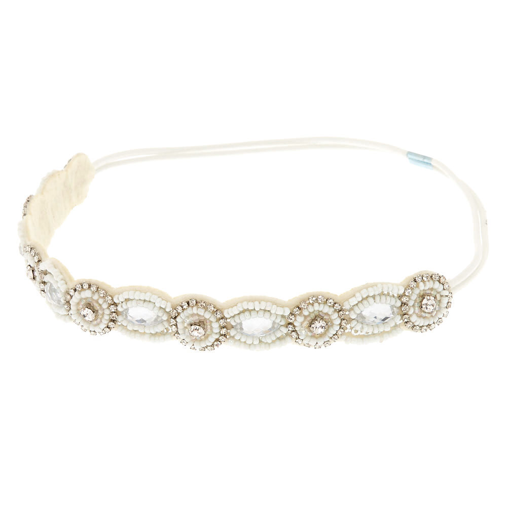 Bandeau fin blanc à perle d'imitation,