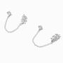 C LUXE by Claire&#39;s Sterling Silver Cubic Zirconia Leaf Connector Chain Stud Earrings,