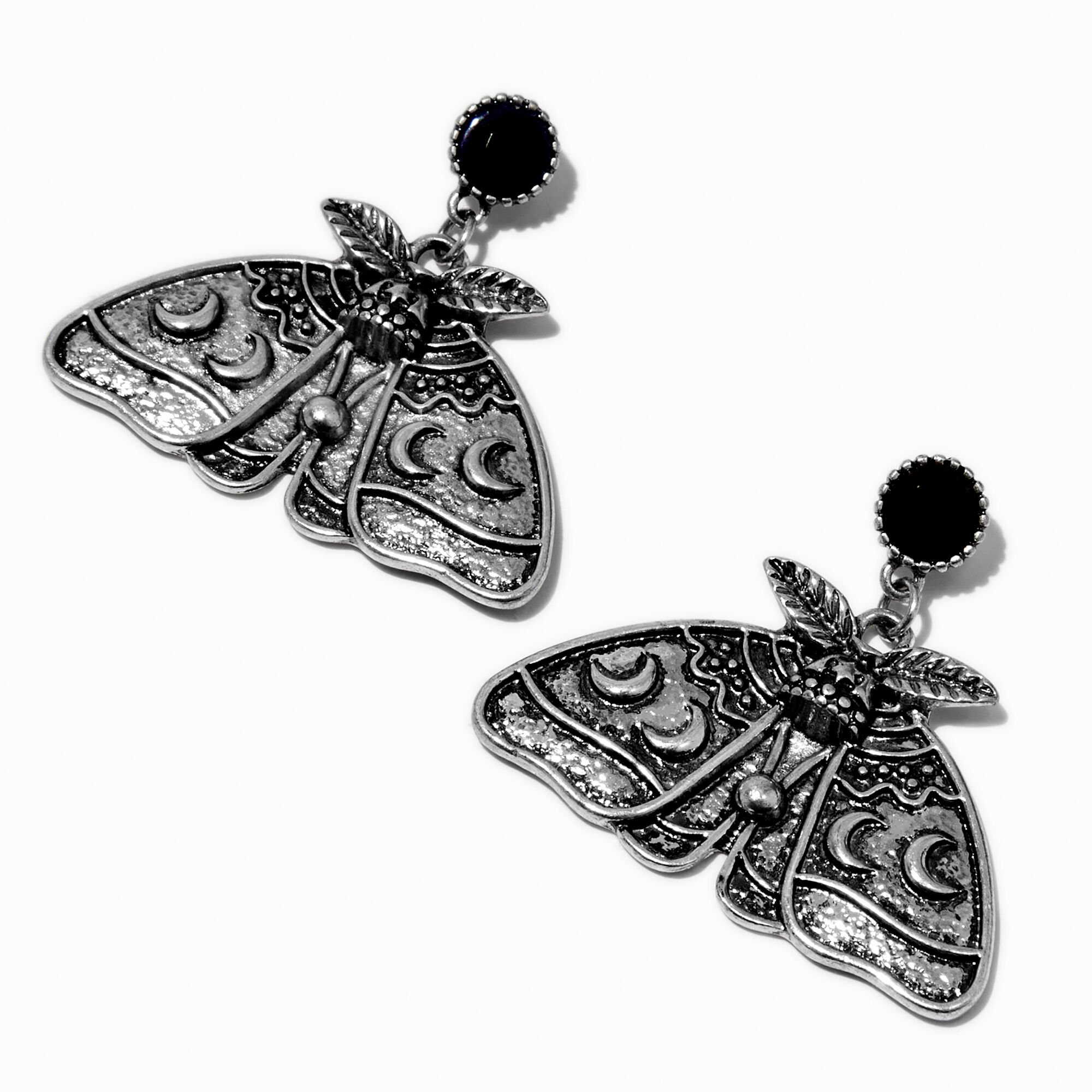 View Claires Celestial Moth 1 Drop Earrings Silver information