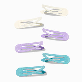 Claire&#39;s Club Cool Tone Glitter Snap Hair Clips - 6 Pack,