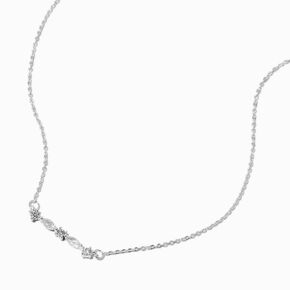 Collier &agrave; pendentif barre en zircon cubique couleur argent&eacute;e,