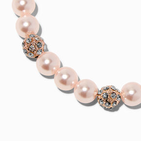 Blush Pink Pearl &amp; Rose Gold-tone Fireball Stretch Bracelet,