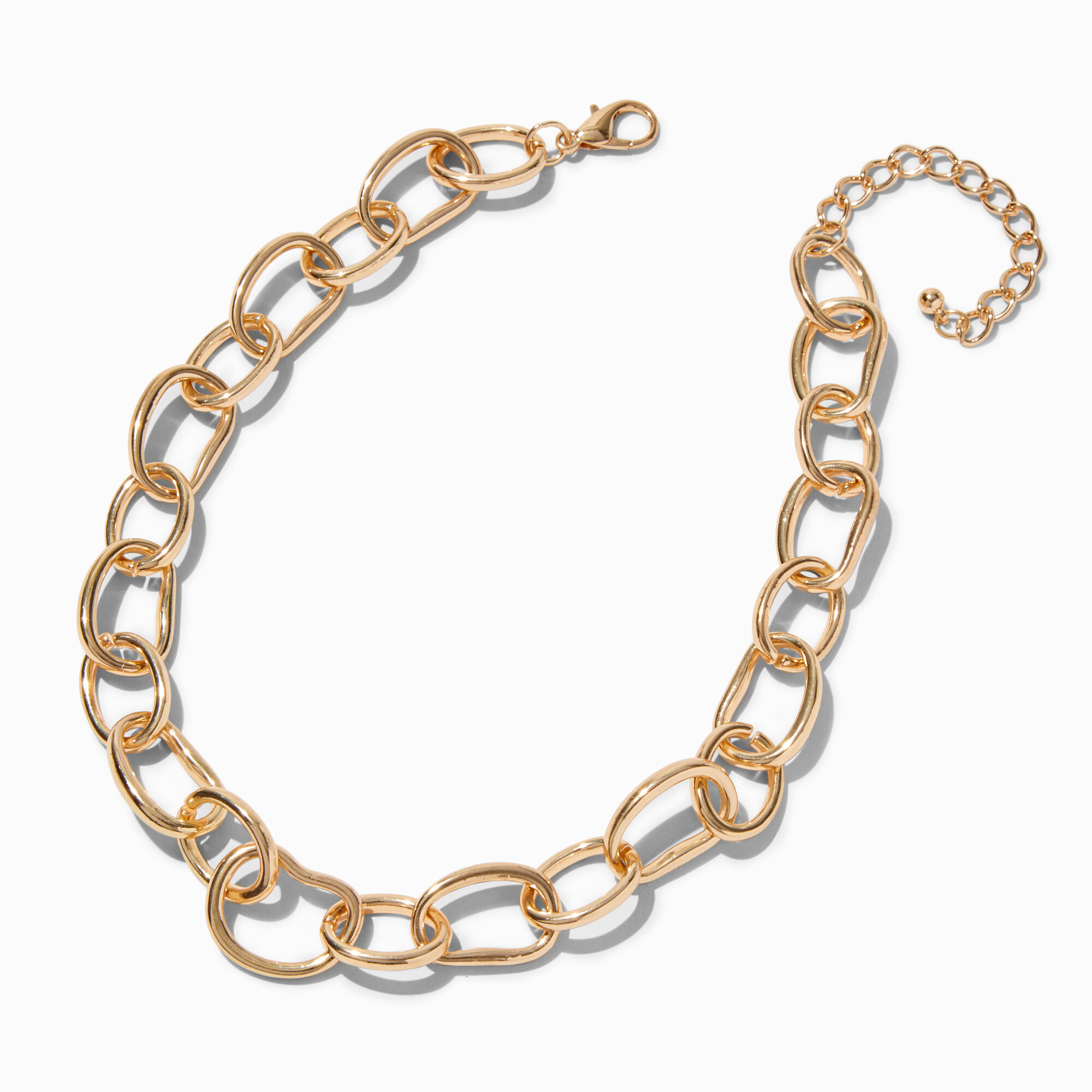 Collier de chaîne épaisse organique couleur dorée,