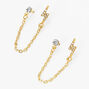 14k Gold Plated 1&quot; Lighning Bolt Chain Drop Earrings,