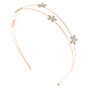 Rose Gold Glitter Flower Double Row Headband,