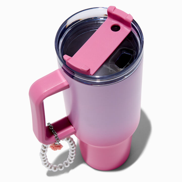 Pink &amp; Purple Ombr&eacute; Stainless Steel Handled Tumbler,