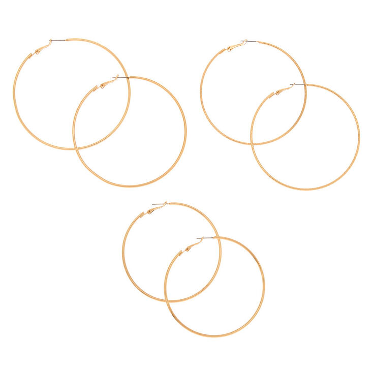 Gold Graduated Hoop Earrings - 3 Pack,