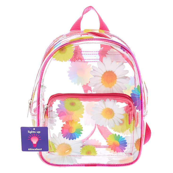 Rainbow Daisy Light Up Midi Backpack - Clear | Claire's US