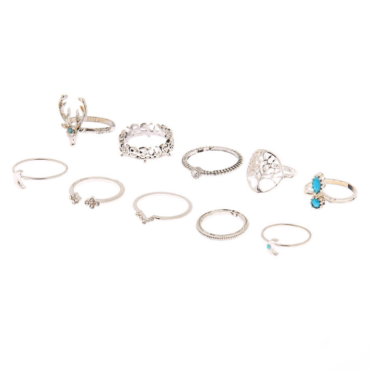 Claire's Lot de 10 bagues style western couleur argenté