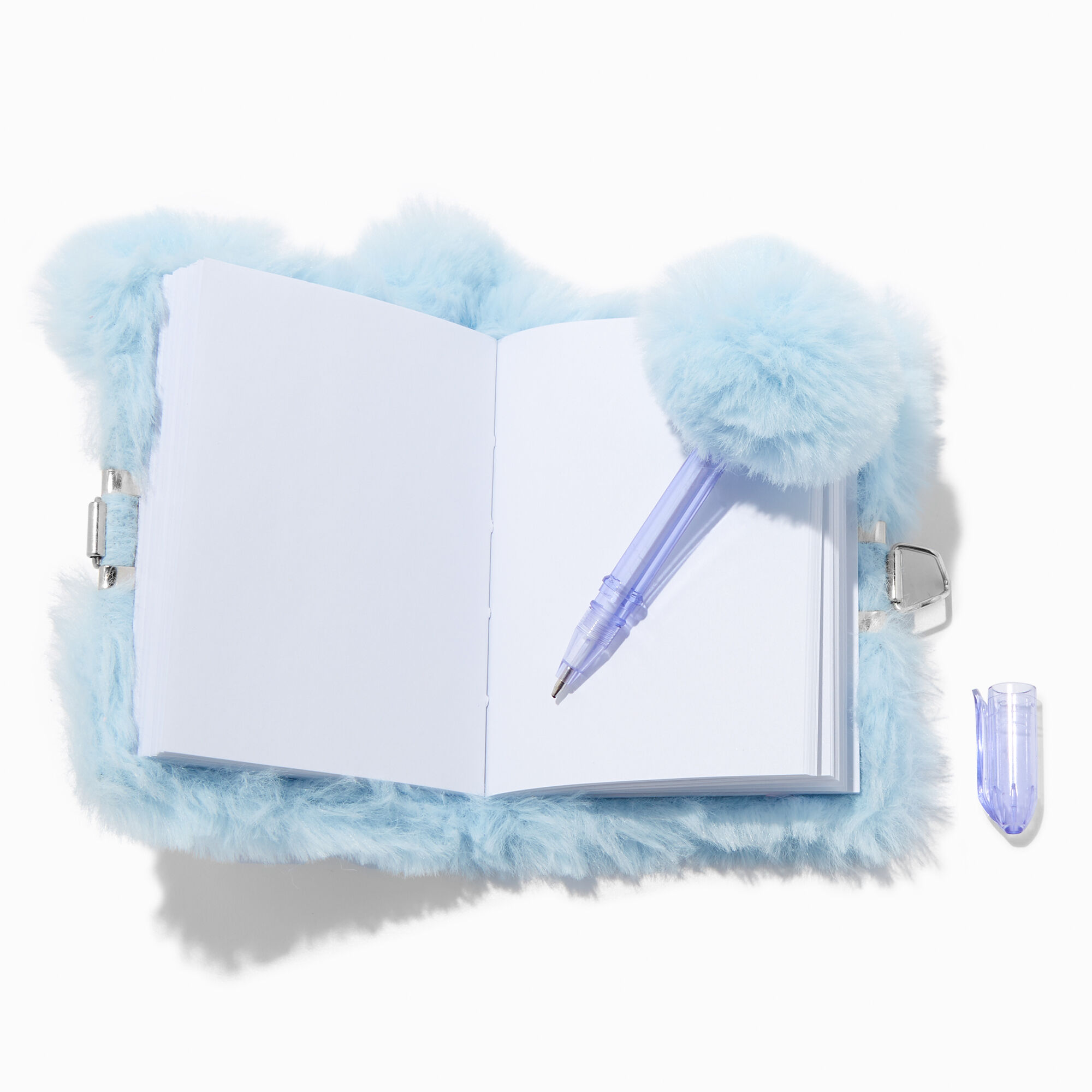 Claire's Club Blue Mouse With Bear Mini Plush Lock Diary,