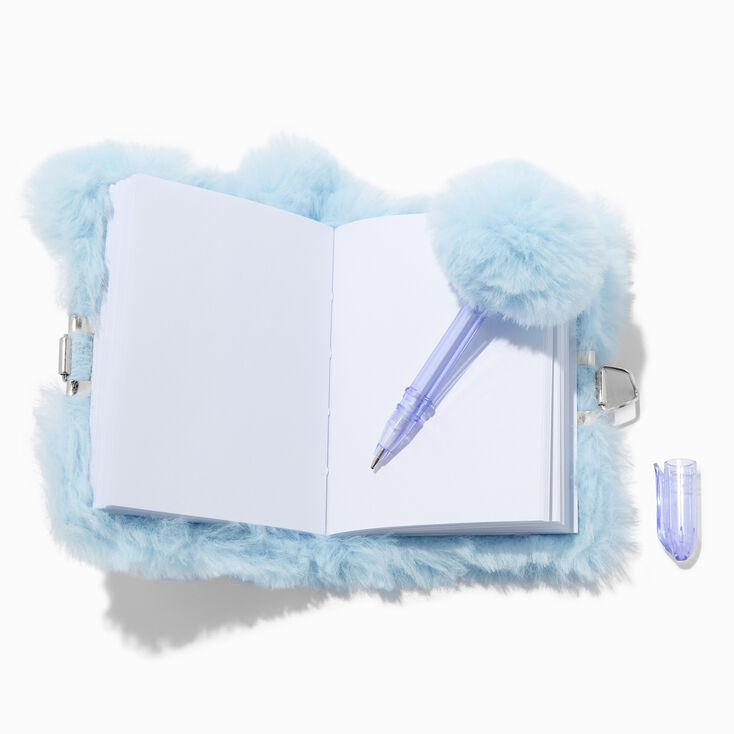 Claire&#39;s Club Blue Mouse With Bear Mini Plush Lock Diary,