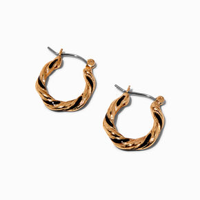 Gold-tone &amp; Black 20mm Twisted Hoop Earrings,