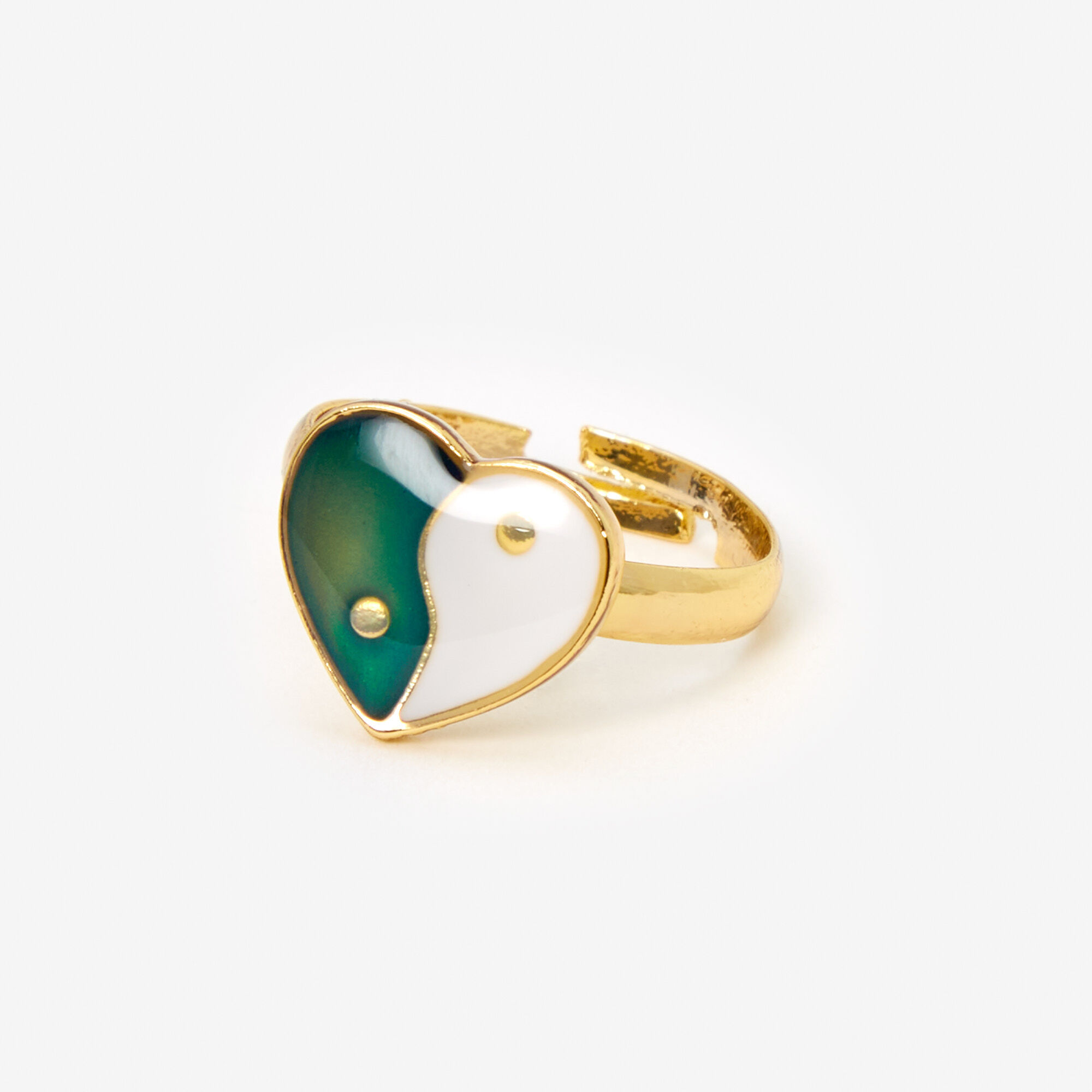 Gold Heart Yin Yang Adjustable Mood Ring