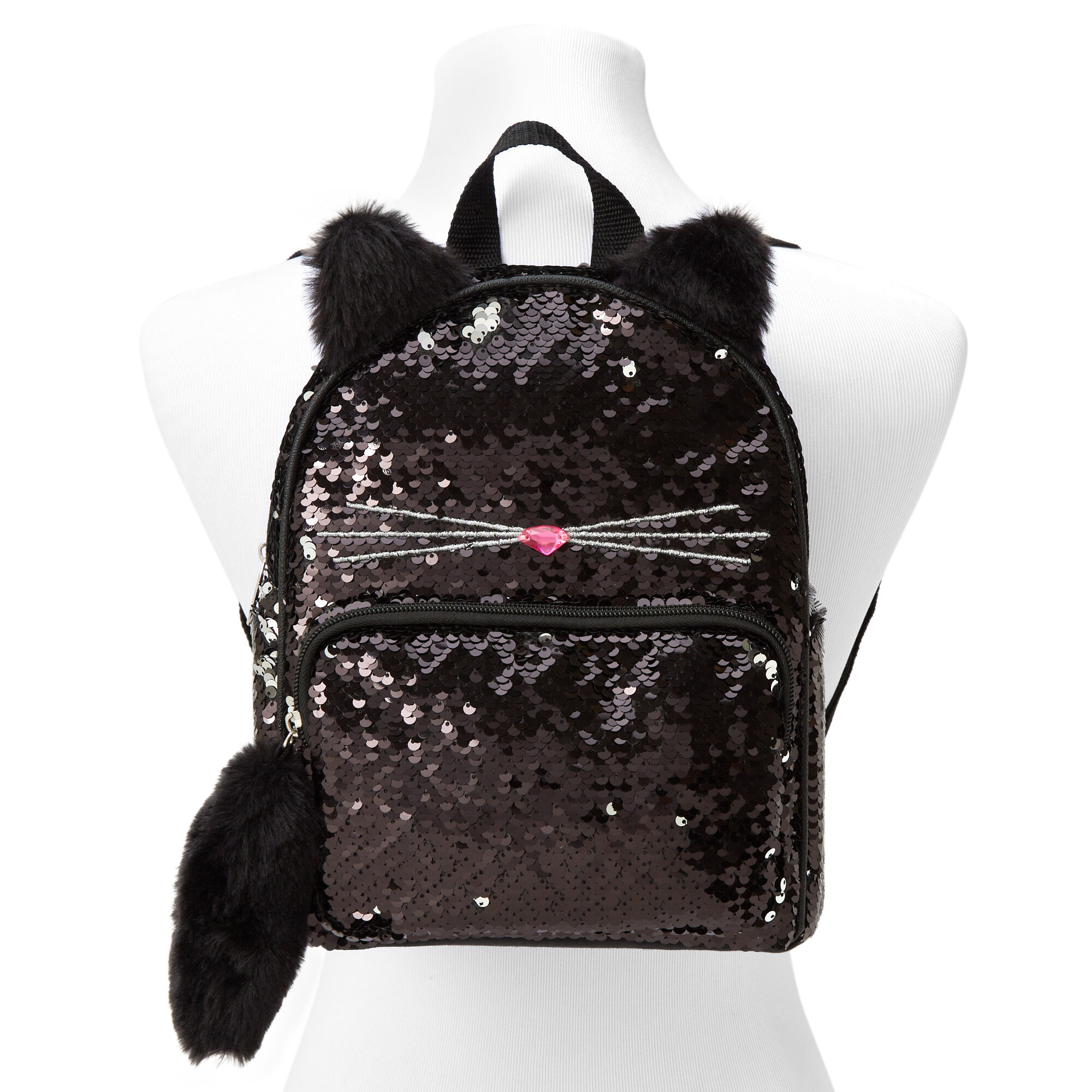 Sequin Cat 10 Mini Backpack Black