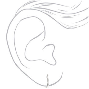 Silver-tone Thick Textured 20mm Hoop Earrings - 3 Pack,