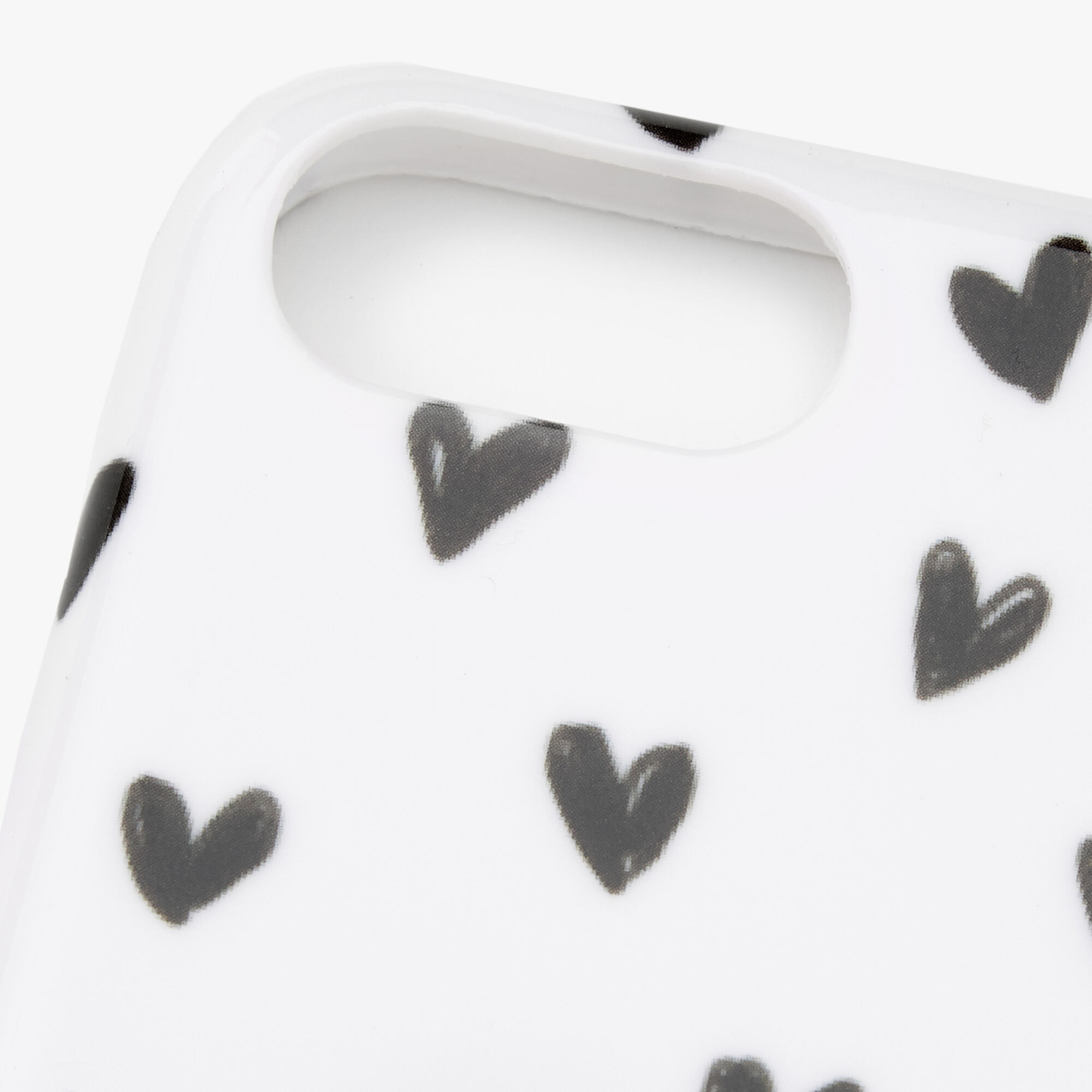 Black & White Hearts Ring Stand Phone Case - Fits iPhone 6/7/8/SE,