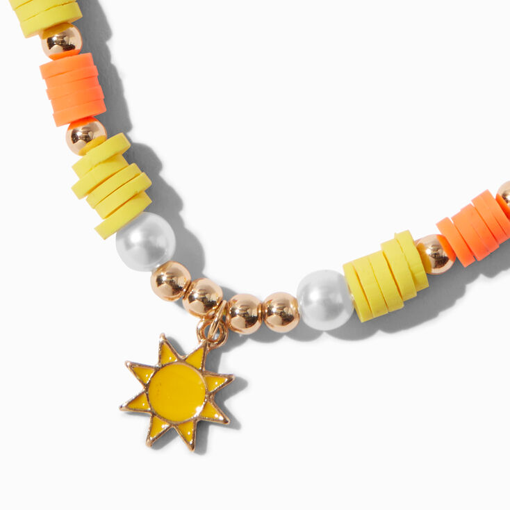 Gold-tone Sun Yellow Beaded Adjustable Bracelet,