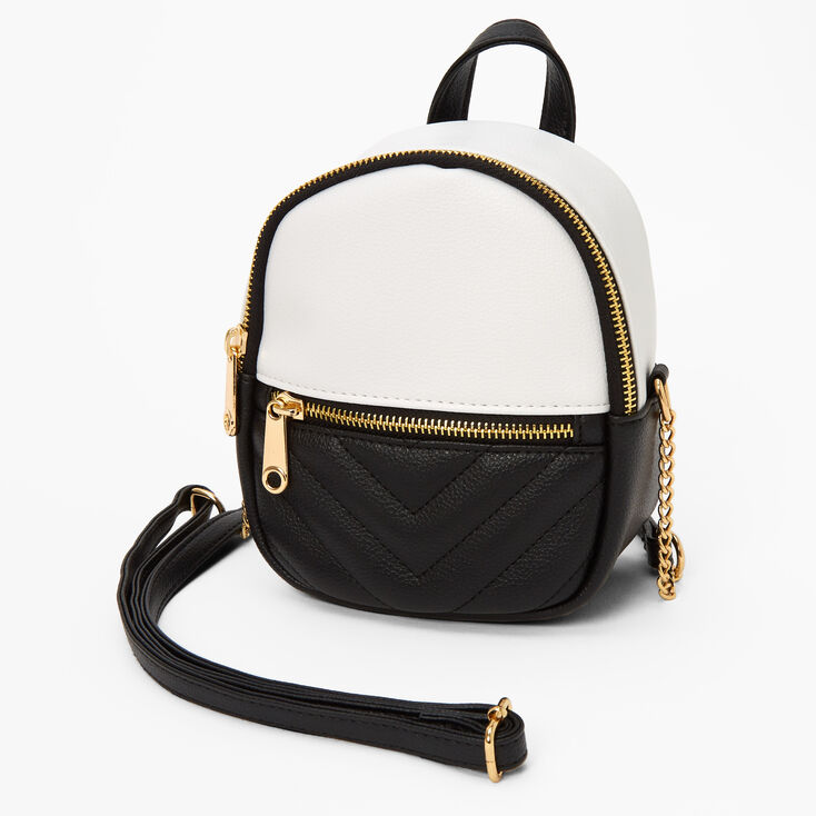 Colorblock Mini Backpack Crossbody Bag - Black/White,