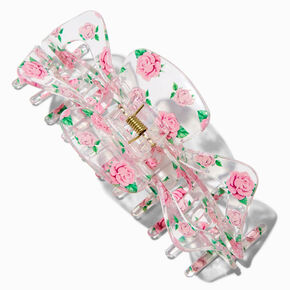 Large Clear Rose Print Hair Claw,