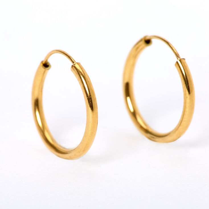 18ct Gold Plated Hoop Earrings - 2 Pack,