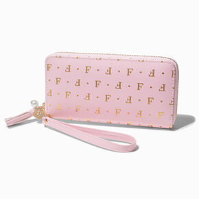 Golden Initial Wristlet Wallet - F,