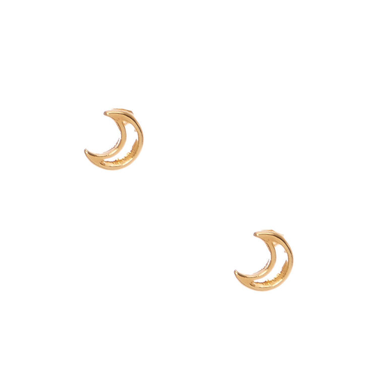 C LUXE by Claire&#39;s 18k Yellow Gold Plated Moon Stud Earrings,