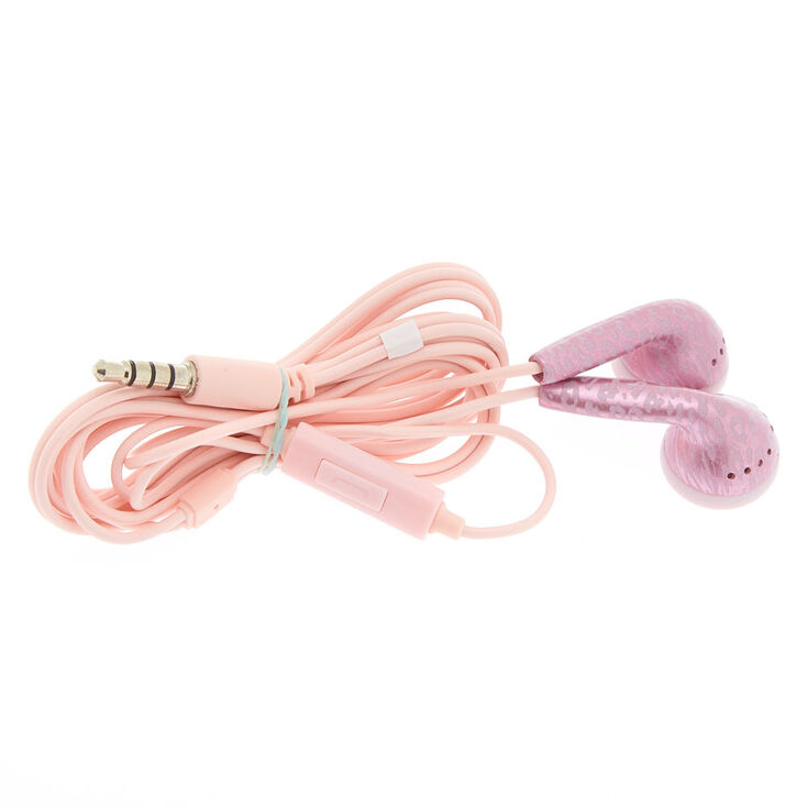 Metallic Leopard Earbuds - Pink,