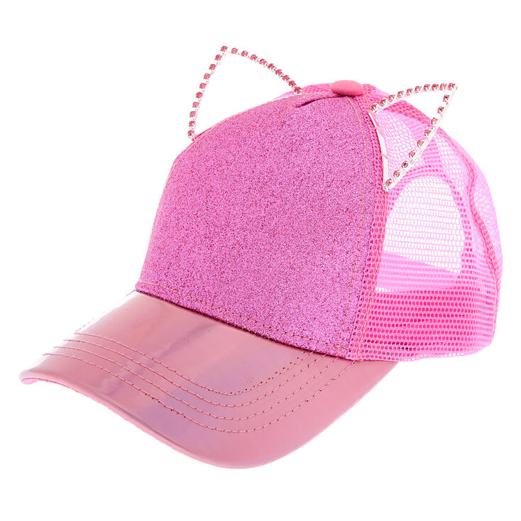 Holographic Glitter Cat Ears Baseball Cap | Claire's US