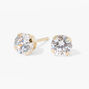 14kt Yellow Gold 5mm Cubic Zirconia Studs Ear Piercing Kit with Ear Care Solution,