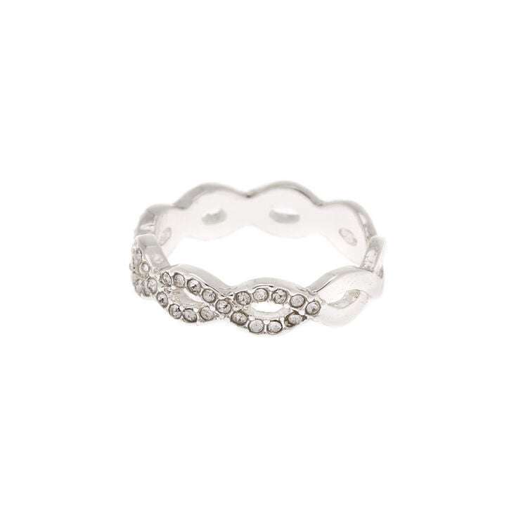 Silver Embellished Woven Ring,