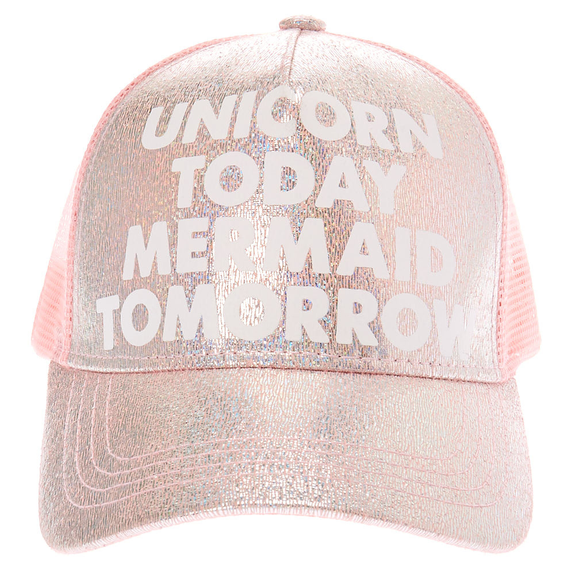 Unicorn Today Mermaid Tomorrow Trucker Hat Pink Claire S