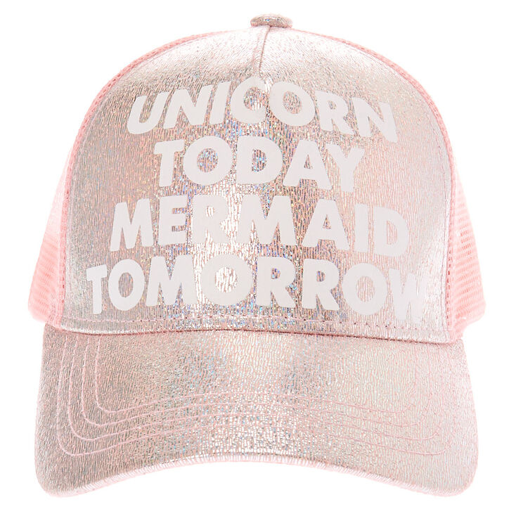 Casquette de camionneur &laquo;&nbsp;Unicorn Today Mermaid Tomorrow&nbsp;&raquo; - Rose,