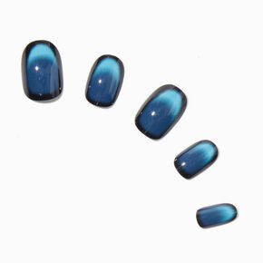 Blue &amp; Black Ombr&eacute; Medium Oval Vegan Faux Nail Set - 24 Pack,