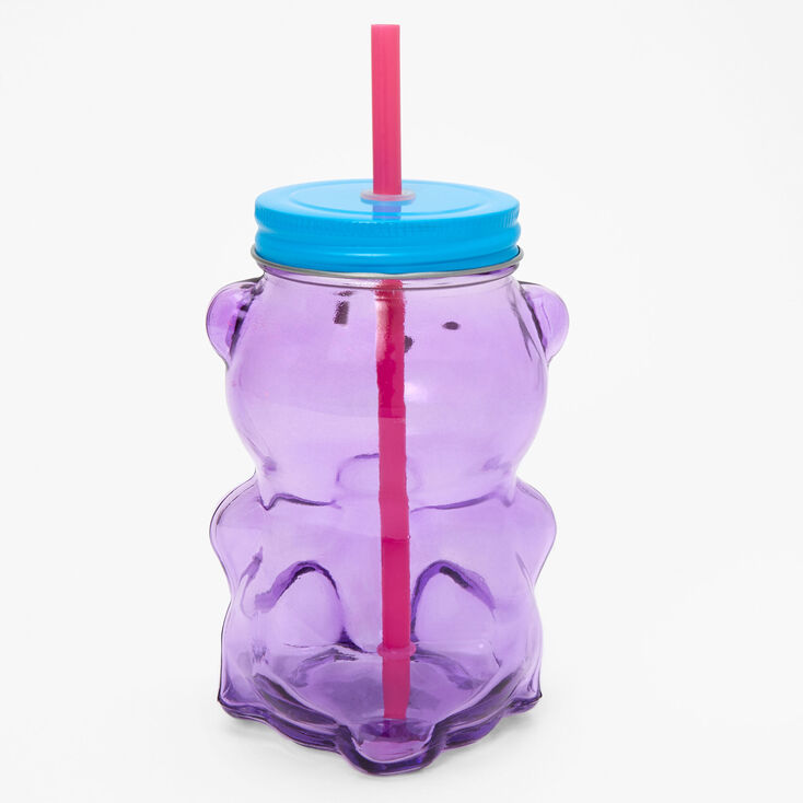 Purple Mason Jar Bear Tumbler,