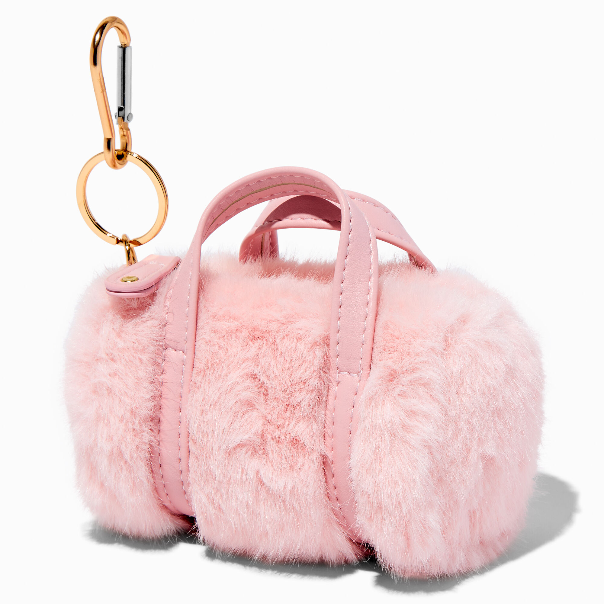 Pink furry duffle bag online