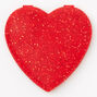 Silicone Glitter Heart Compact Mirror - Red,