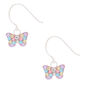 Sterling Silver Pastel Butterfly Drop Earrings,