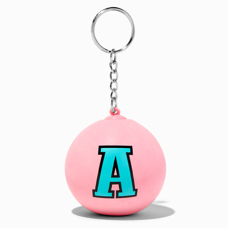 Initial Pink Stress Ball Keychain - A,