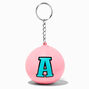Initial Pink Stress Ball Keychain - A,