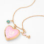 Gold Glitter Heart Locket Pendant Necklace,